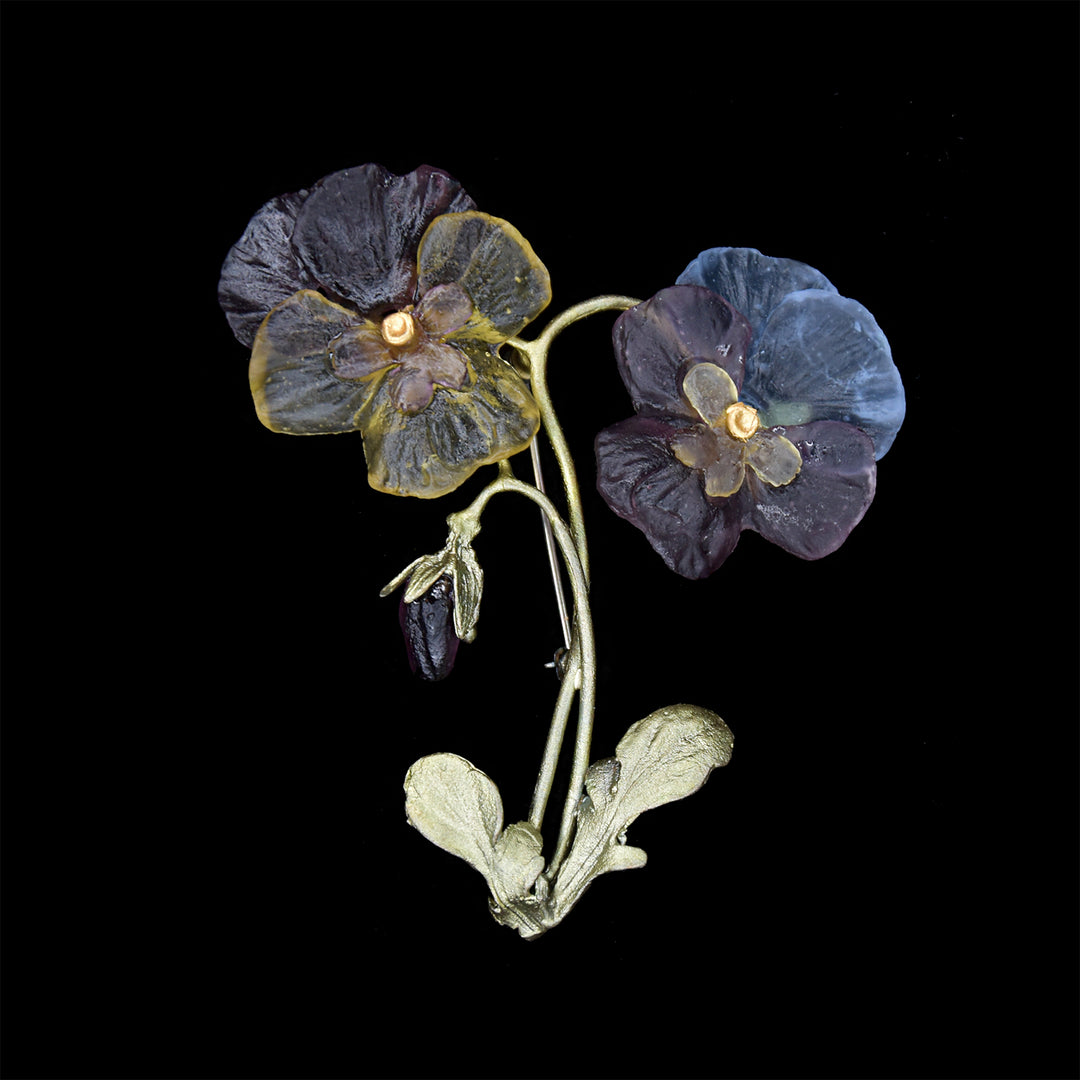 Stiefmütterchen Brosche - Zwei Blüten