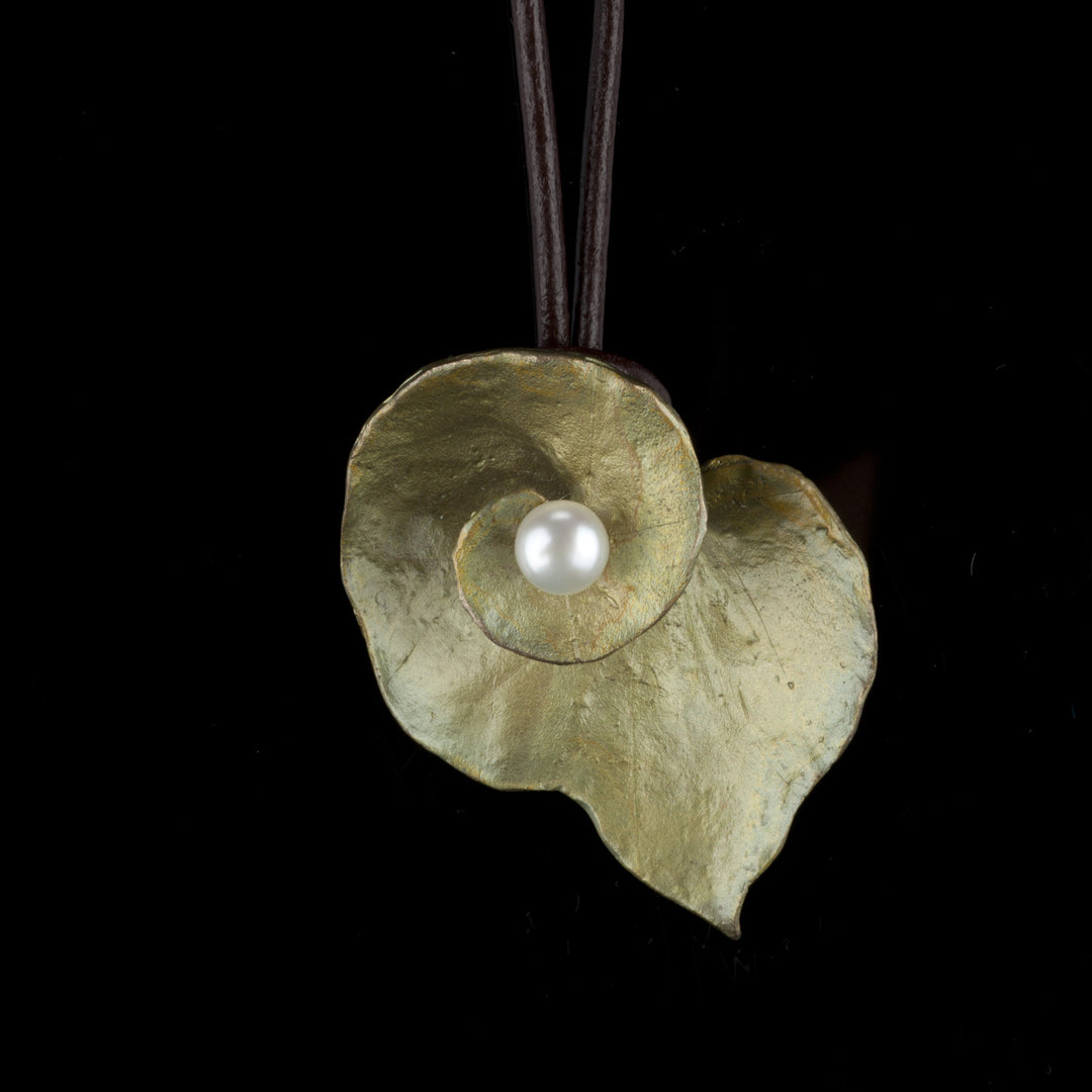 Spiral Geranium Kette mit Anhänger - Leder Schnur
