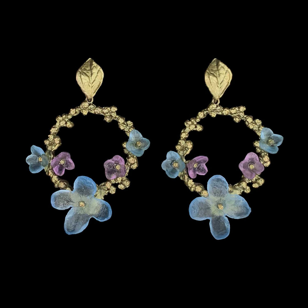 Blaue Hortensie Ohrstecker - Oval