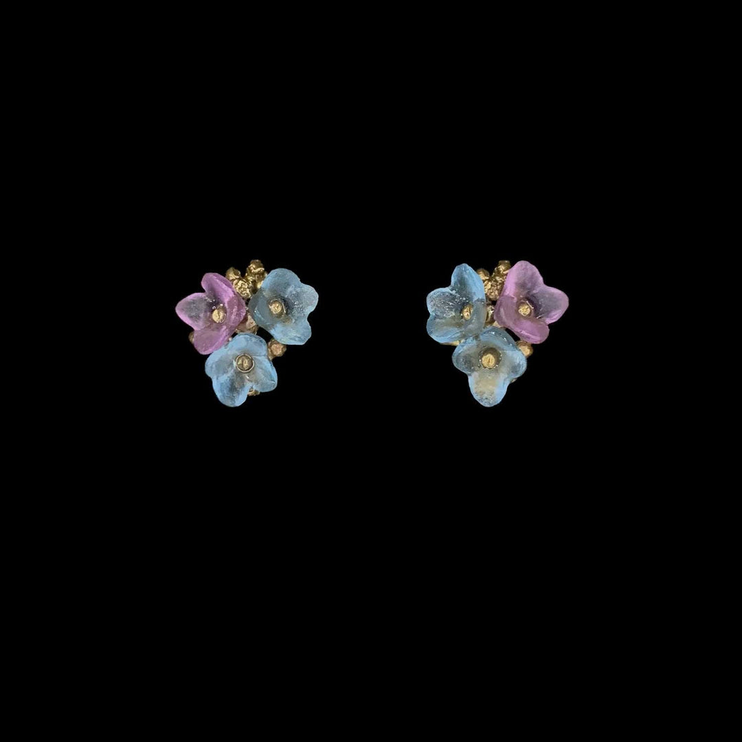Blaue Hortensie Ohrstecker - Zierlich