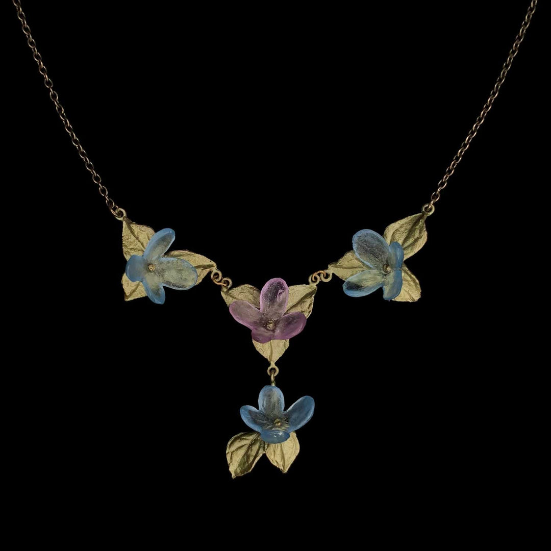 Blaue Hortensie Collier - 4 Blüten