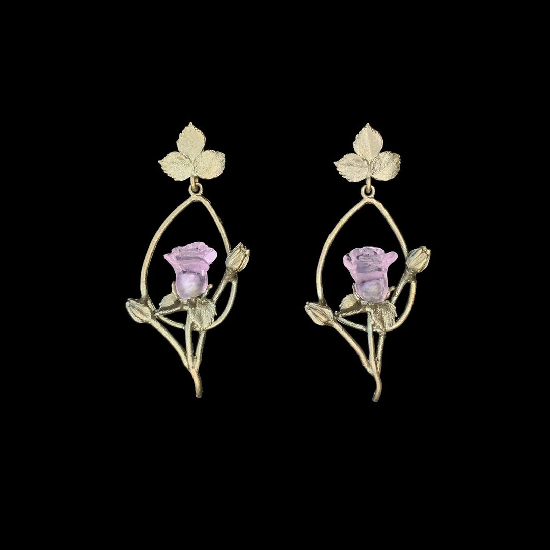 Rosa Rose Ohrstecker - Oval