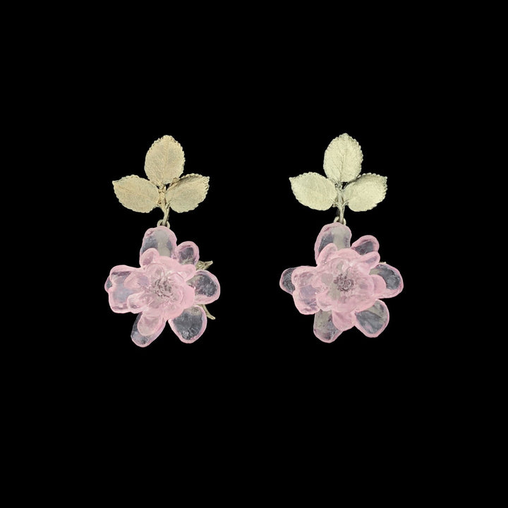 Rosa Rose Ohrstecker - Blüte und Blatt