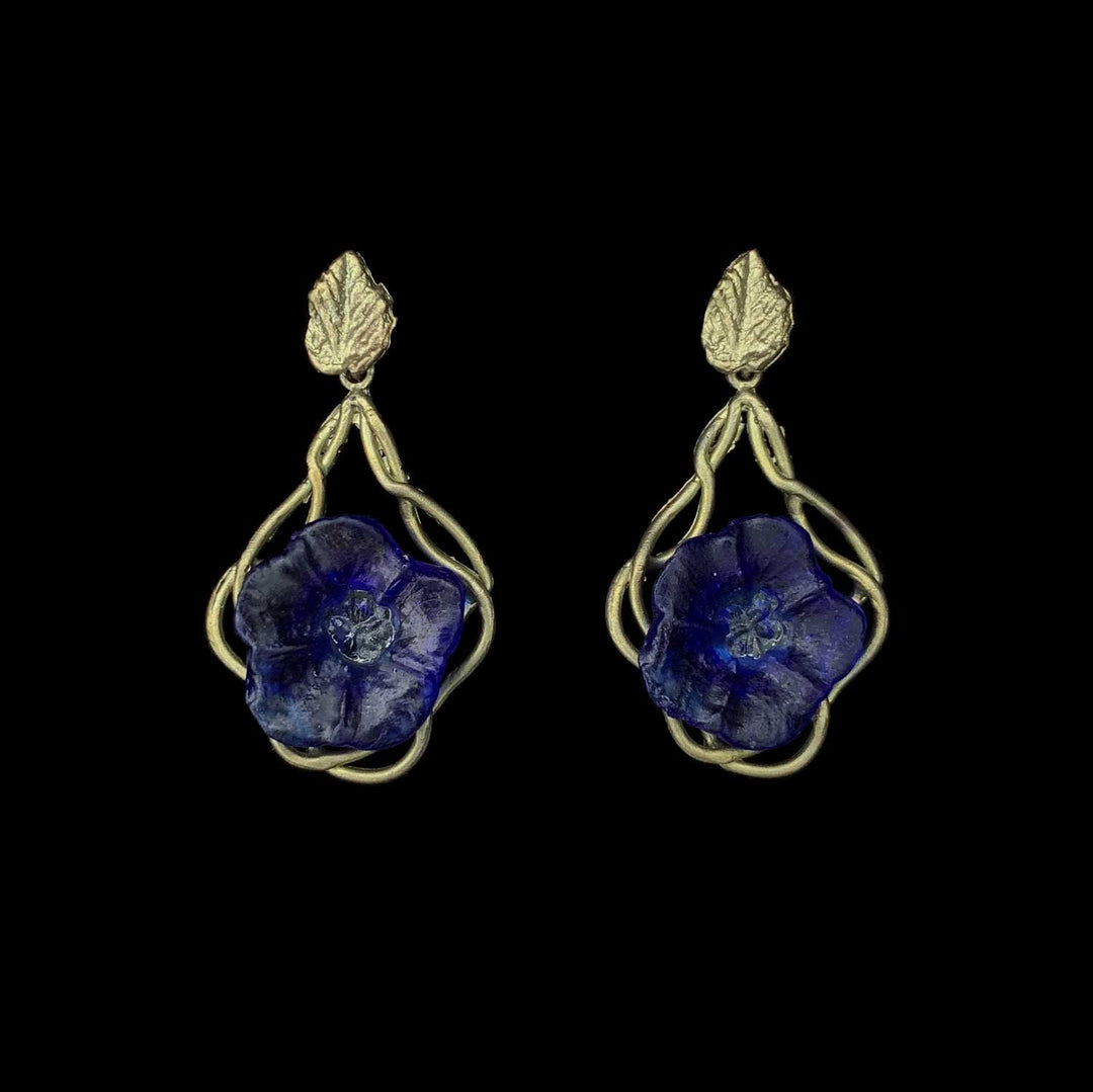 Blaue Prunkwinde Ohrstecker - Marineblaue Blume