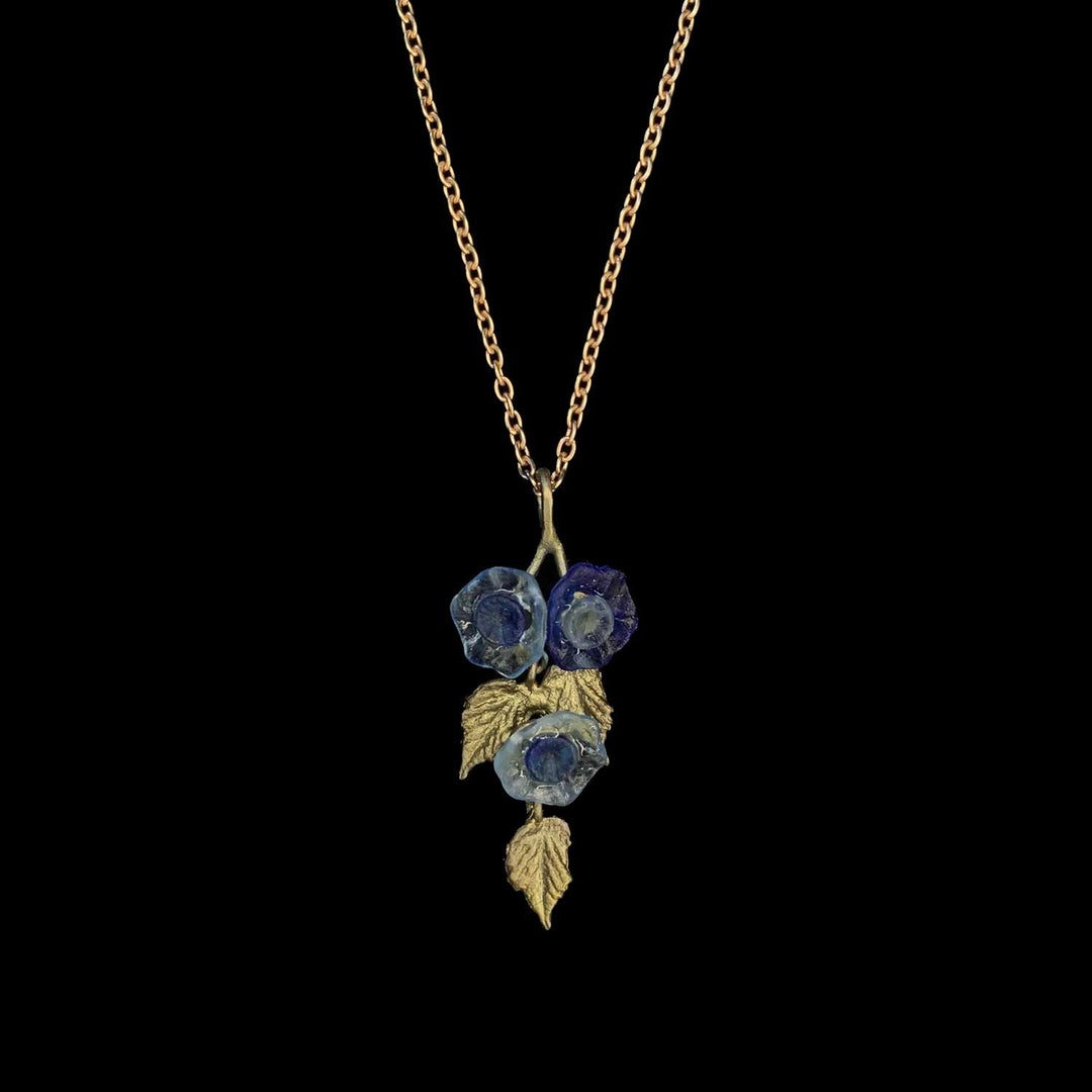 Blaue Prunkwinde Kette mit Anhänger - Kleine Blumen