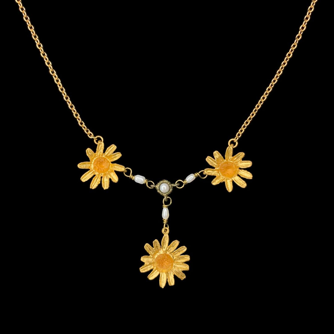 Gelber Sterntaler Collier - Zierlich mit Perlen