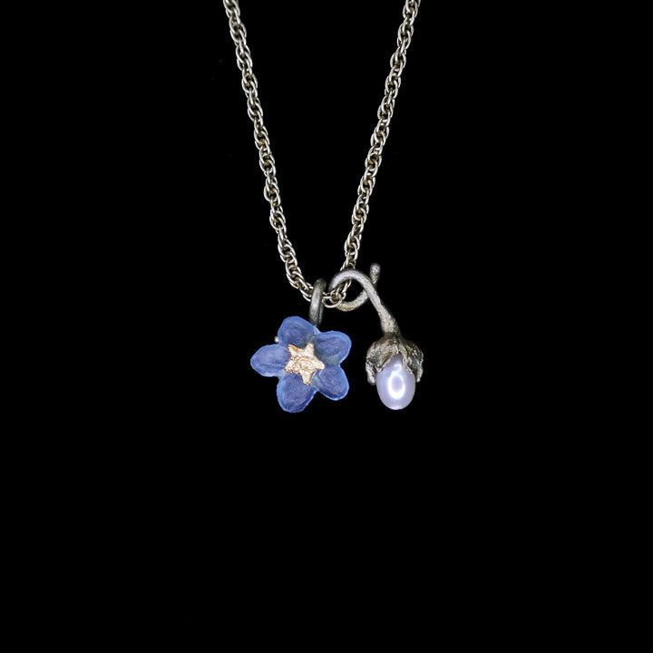 Vergissmeinnicht Kette mit Anhänger - Blume und Perle