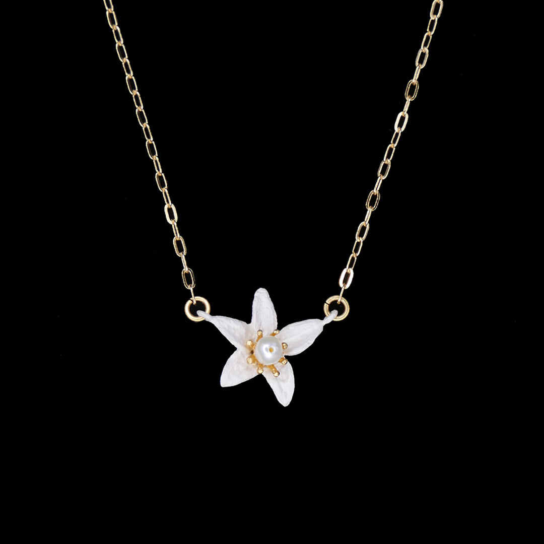 Orange - Kette mit Anhänger Blüte