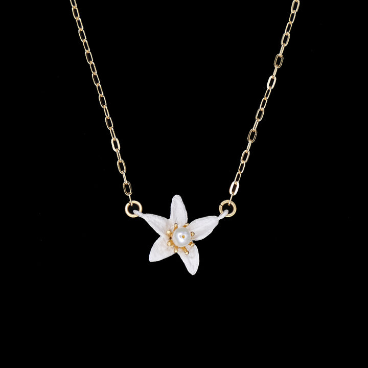 Orange - Kette mit Anhänger Blüte