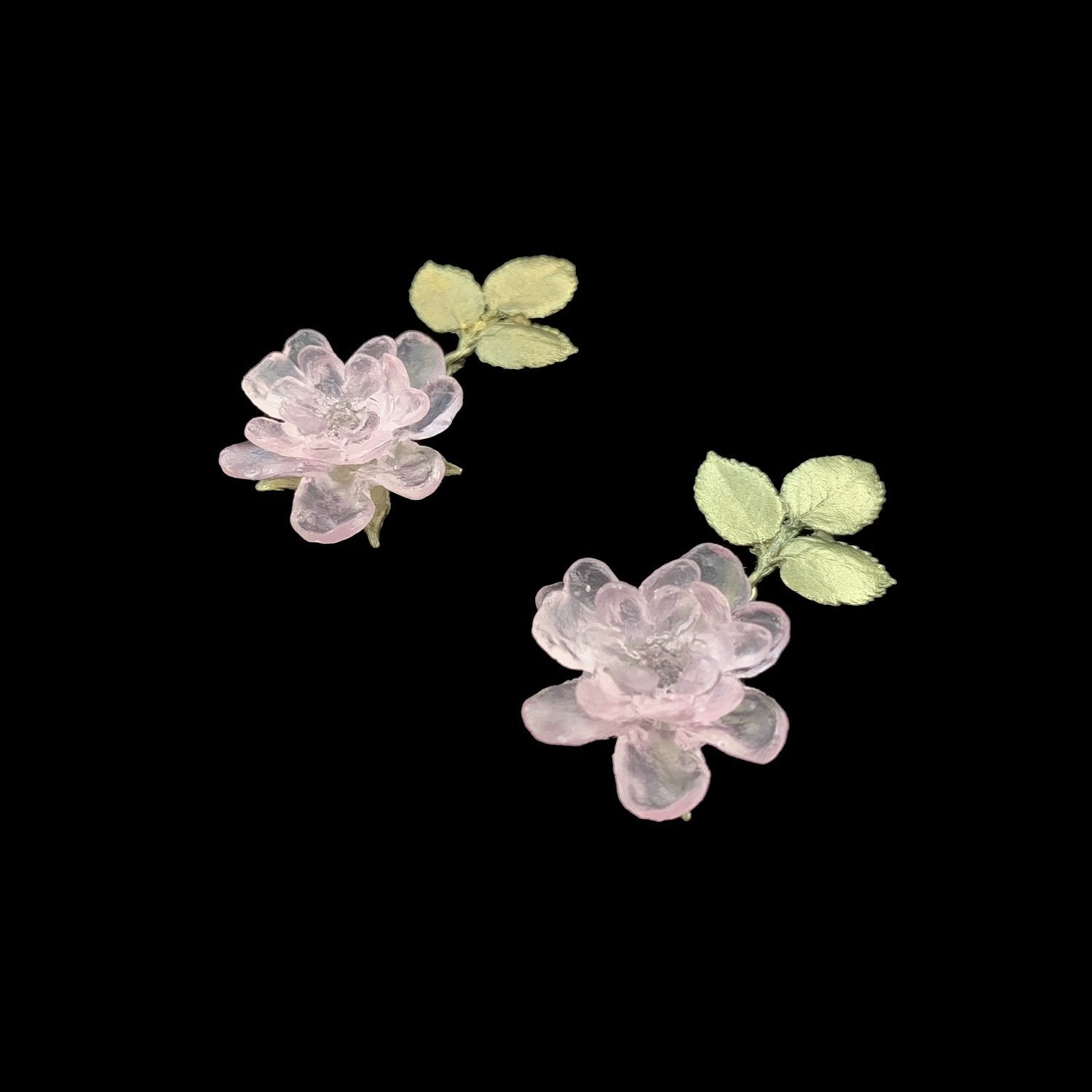 Rosa Rose Ohrstecker - Blüte und Blatt