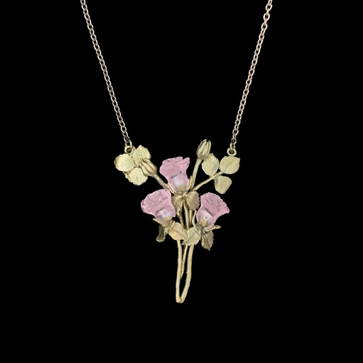 Rosa Rose Kette mit Anhänger - Drei Rosen