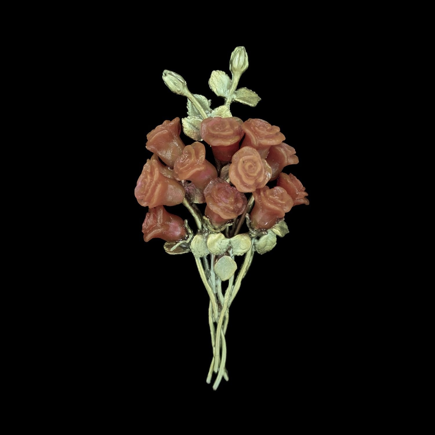 Rote Rose Brosche - Blumenstrauß