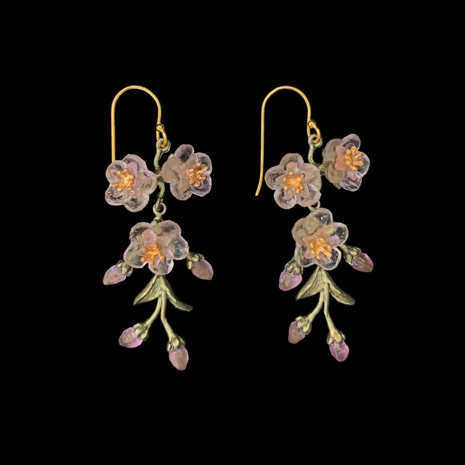 Pfirsichblüte Ohrhänger - Drei Blumen